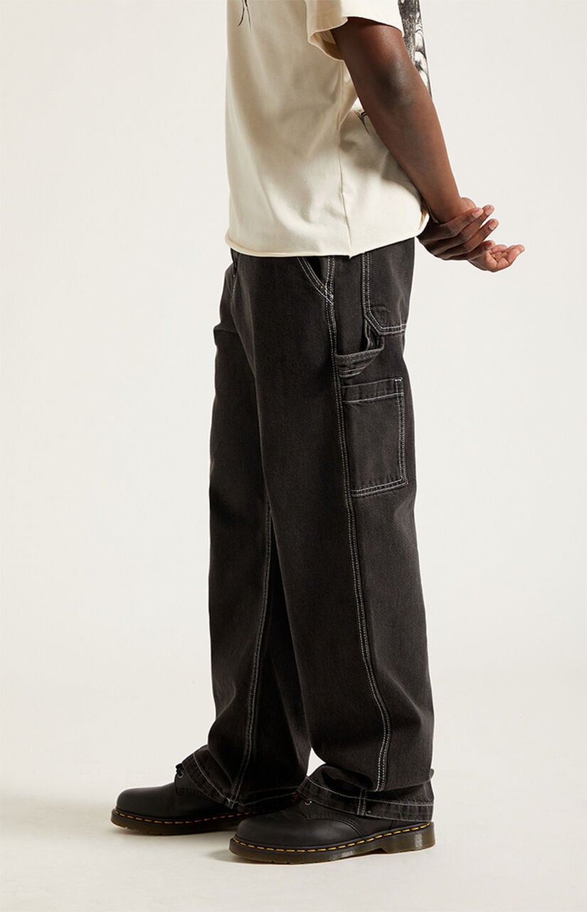 Dylan Baggy Jeans Carpenter Contrast Stitch Black