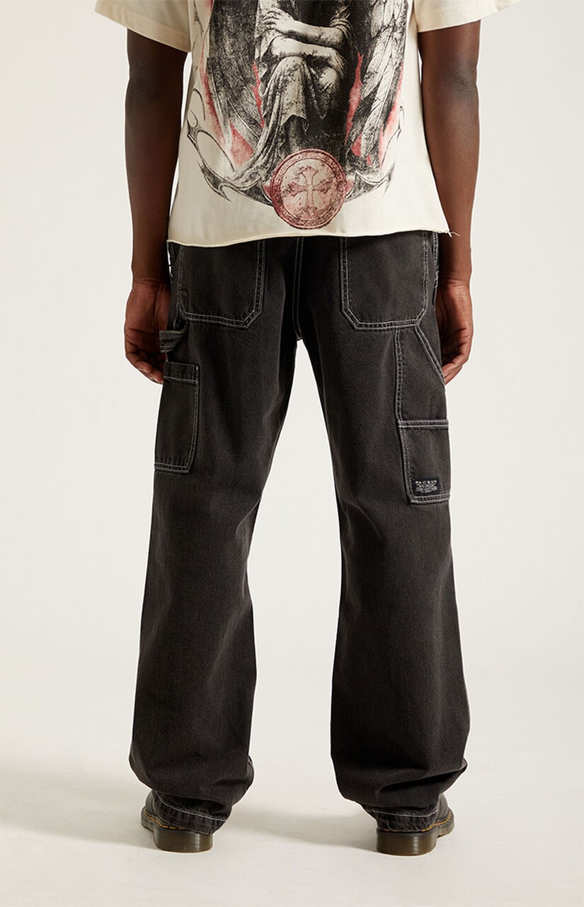 Dylan Baggy Jeans Carpenter Contrast Stitch Black