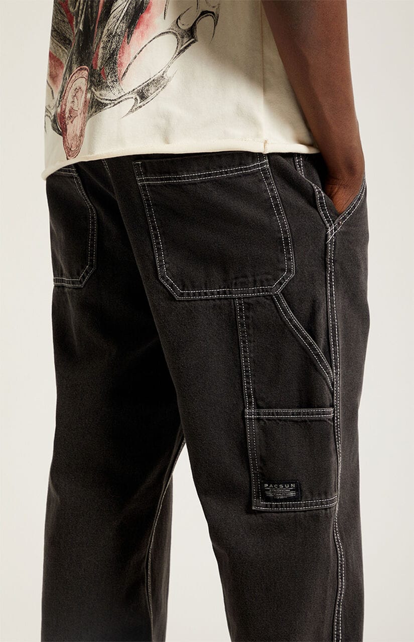Dylan Baggy Jeans Carpenter Contrast Stitch Black