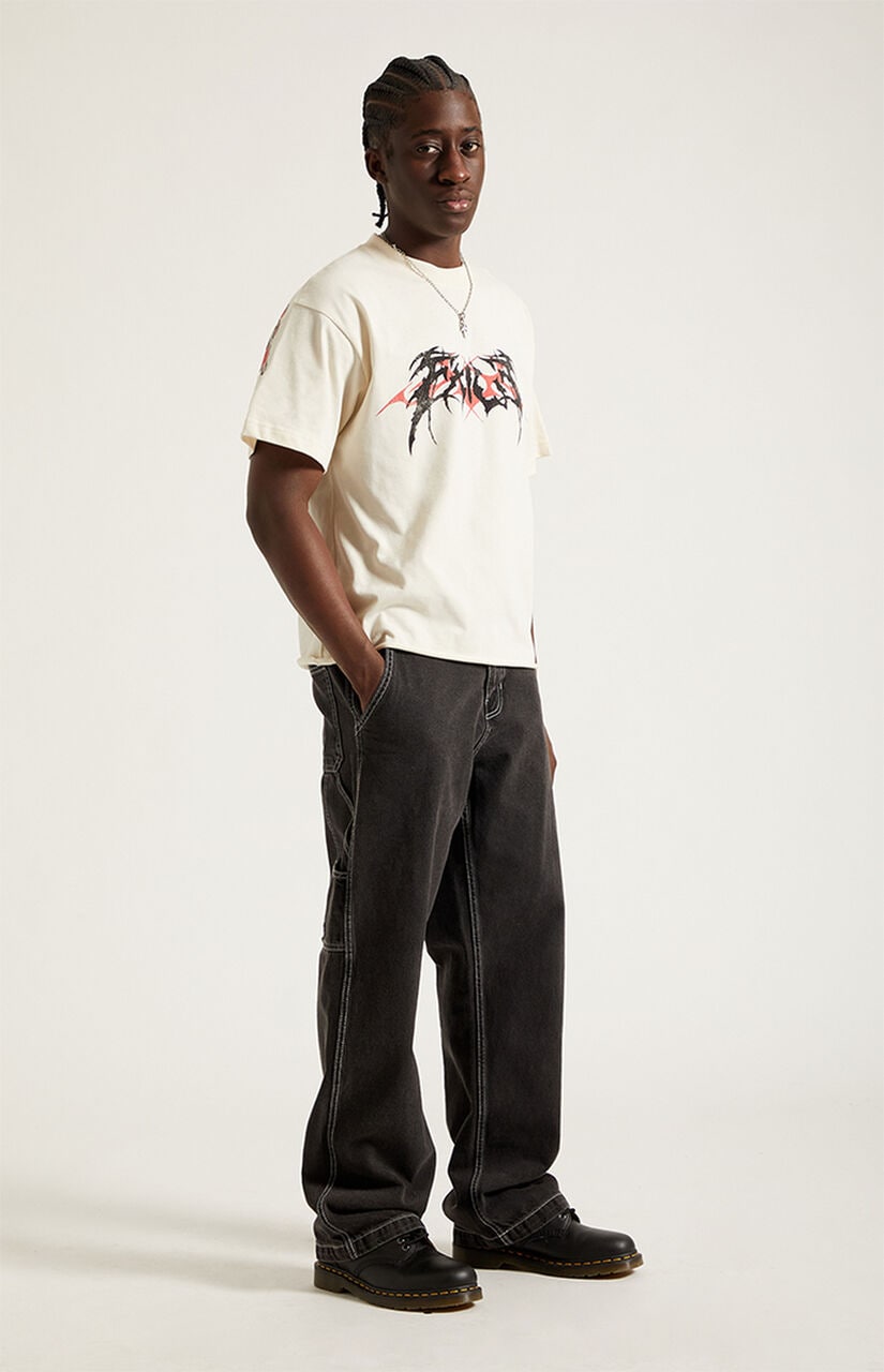 Dylan Baggy Jeans Carpenter Contrast Stitch Black