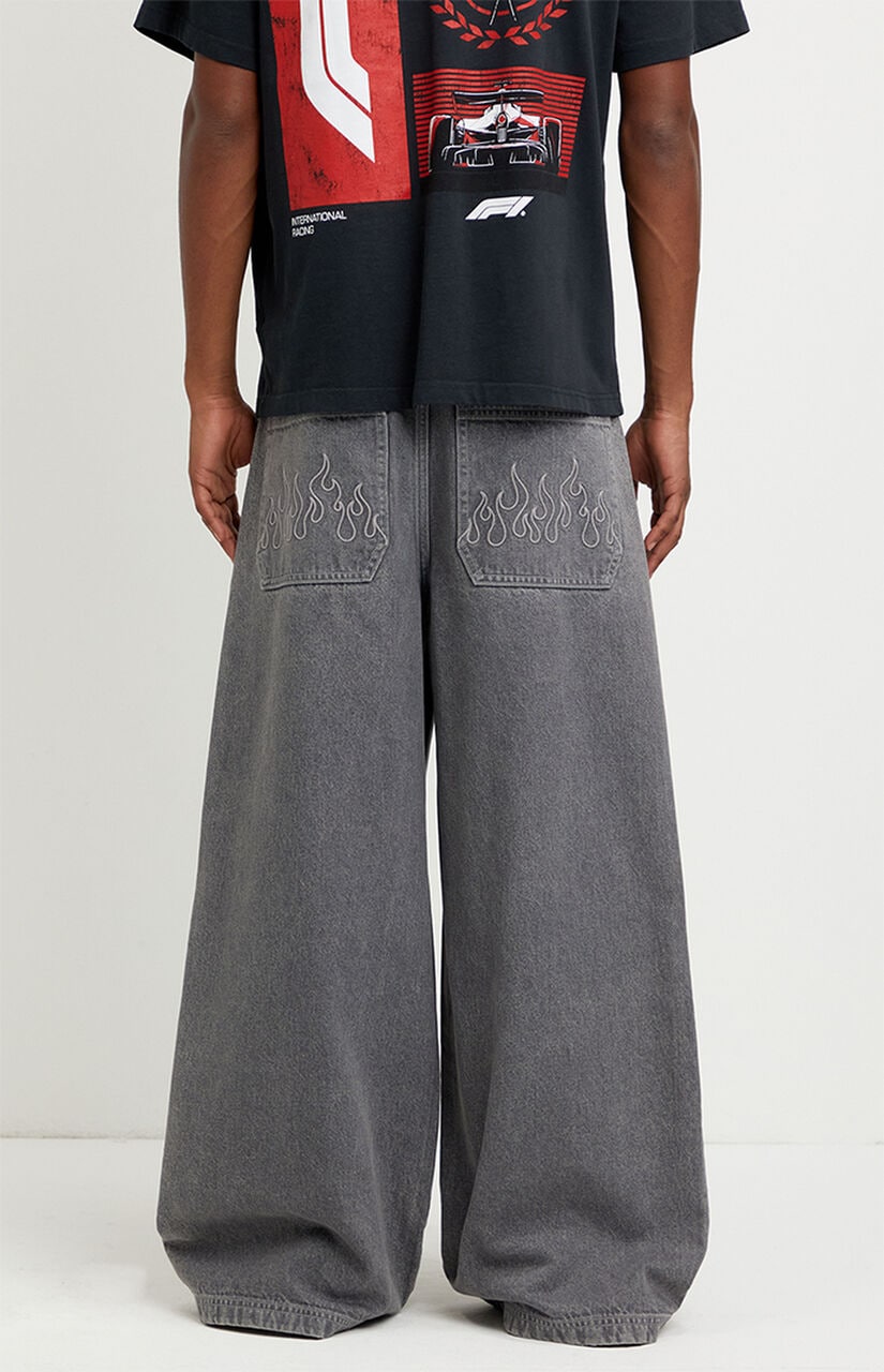 Ryder Ultra Baggy Jeans Flames Gray