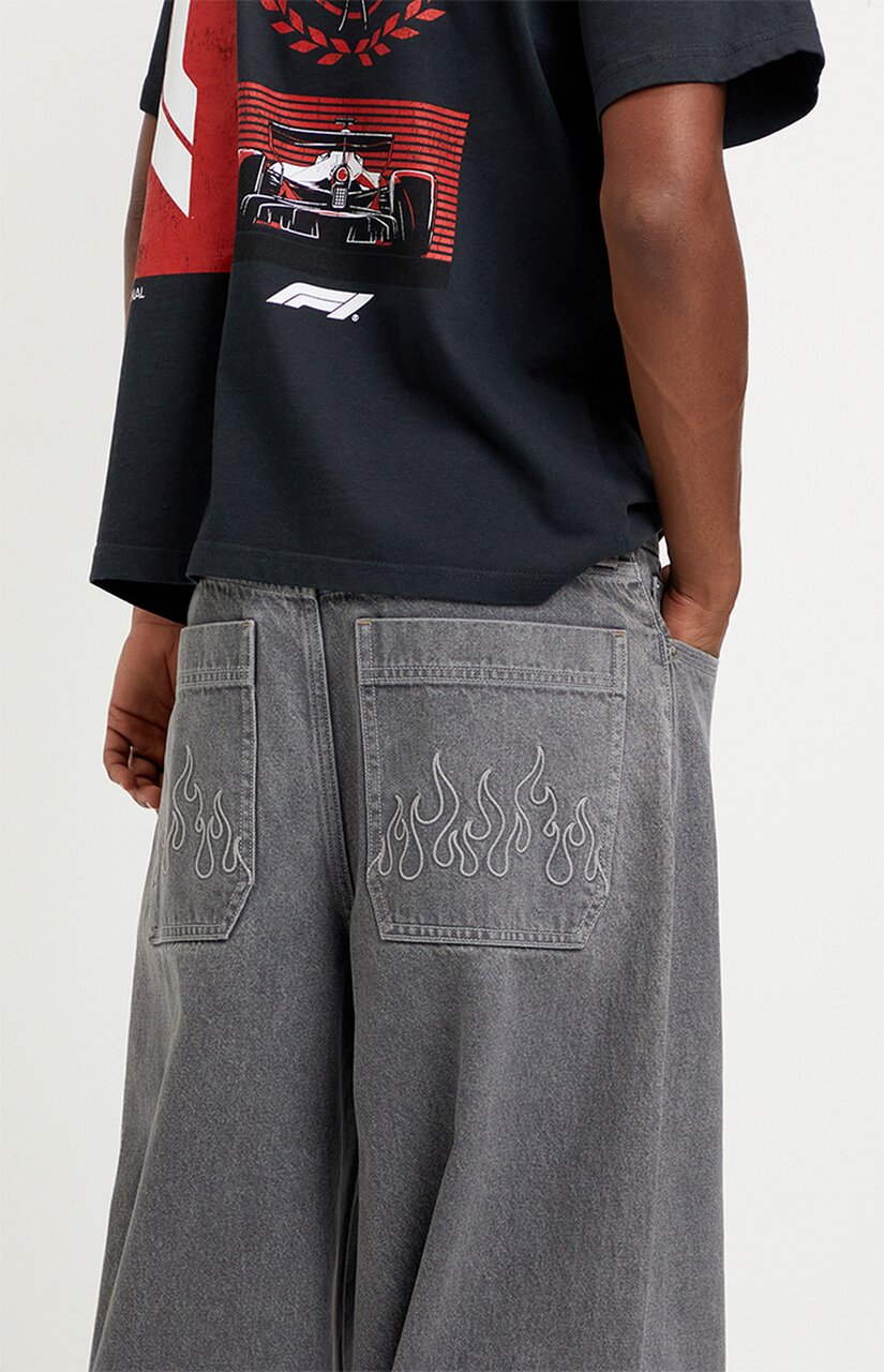 Ryder Ultra Baggy Jeans Flames Gray