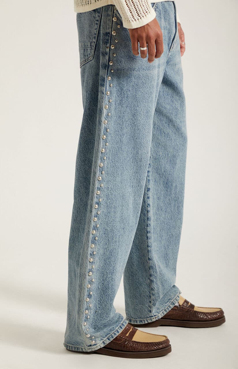 Dylan Baggy Jeans Studded Medium Blue
