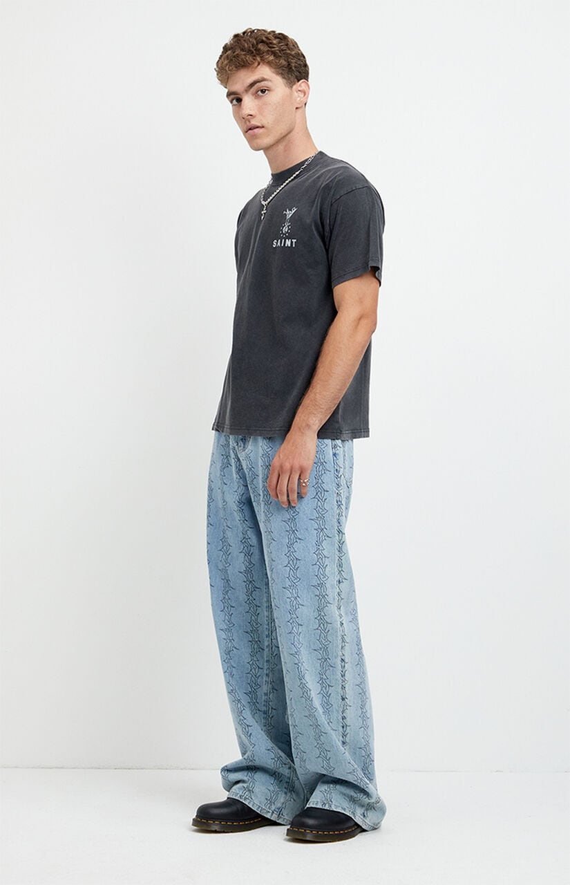 Blake Extreme Baggy Jeans Graphic Light Blue