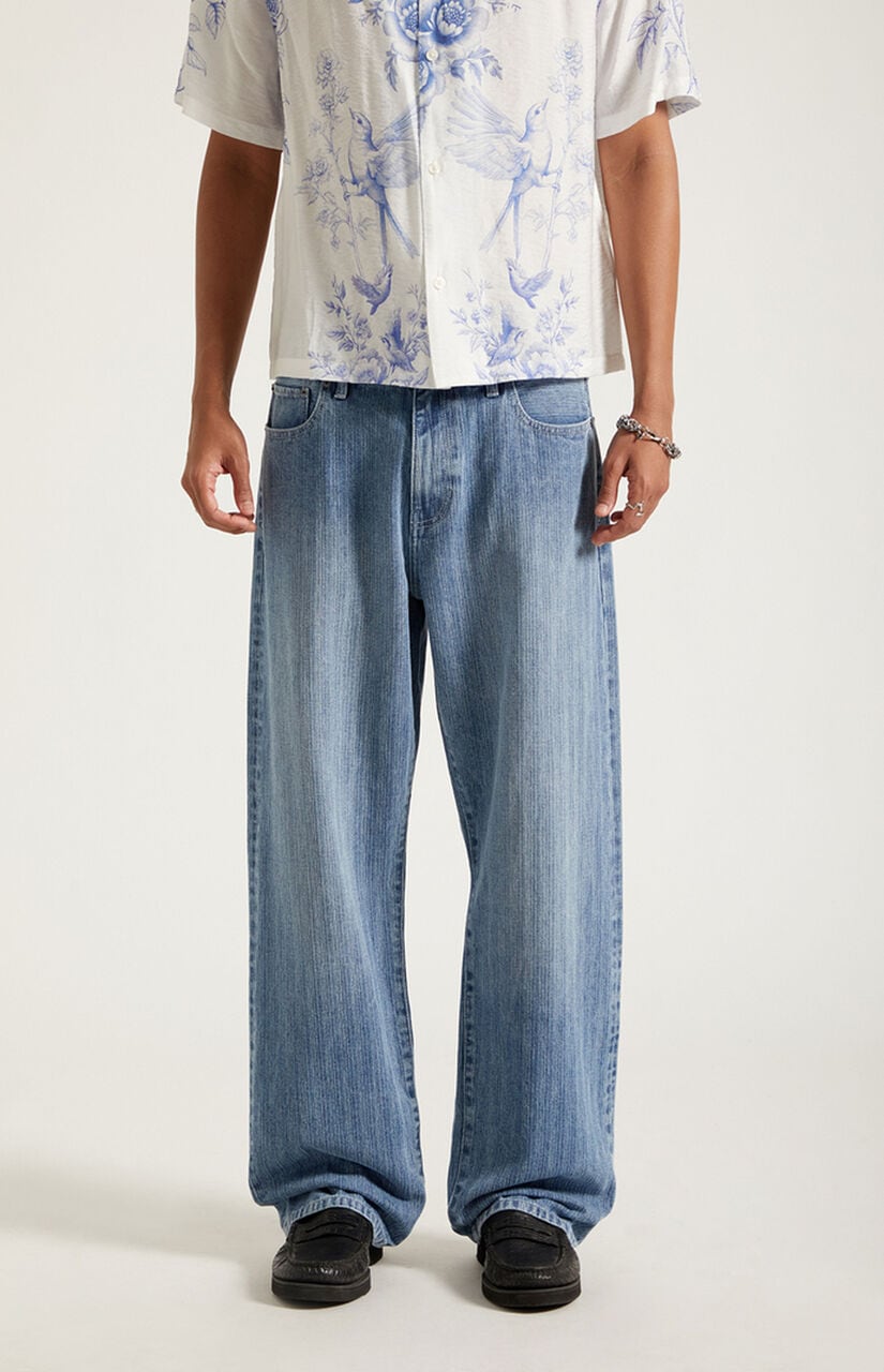 Dylan Baggy Jeans Textured Medium Blue