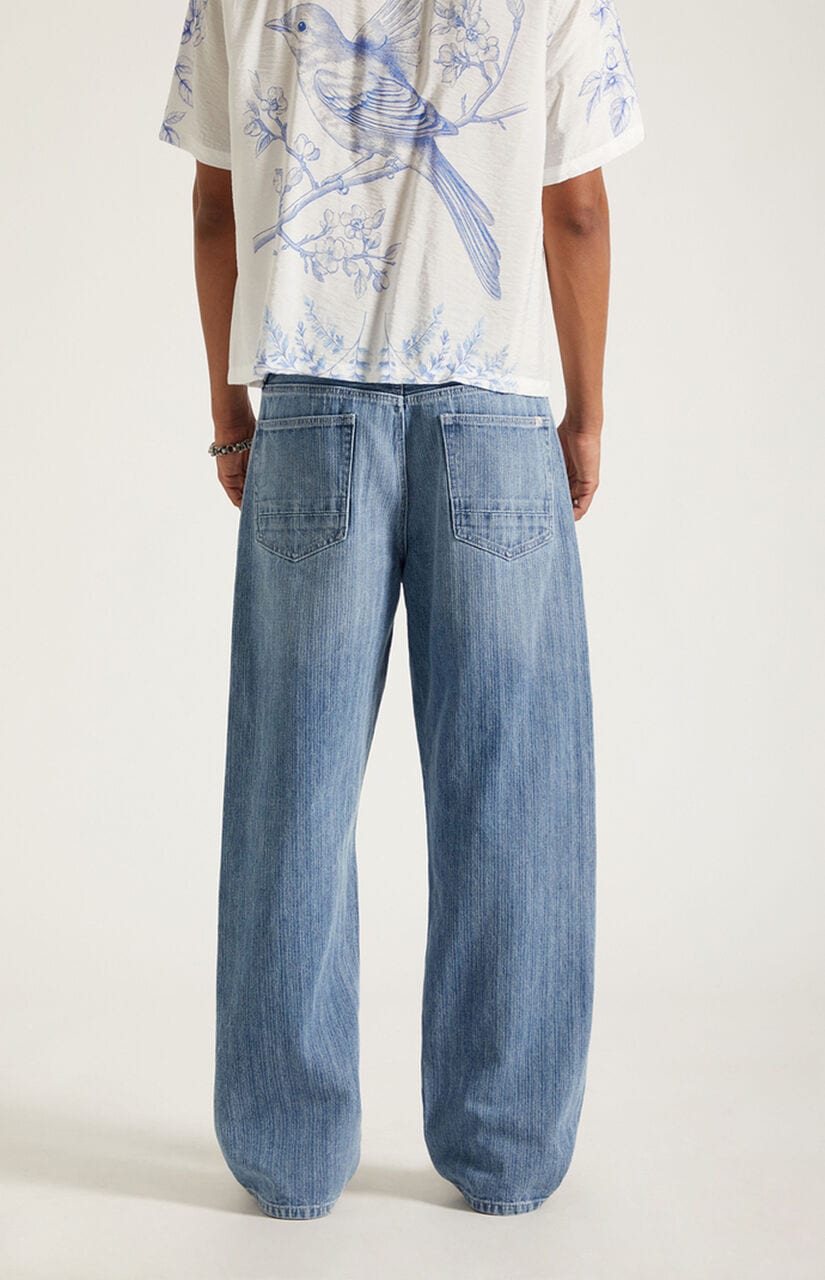 Dylan Baggy Jeans Textured Medium Blue