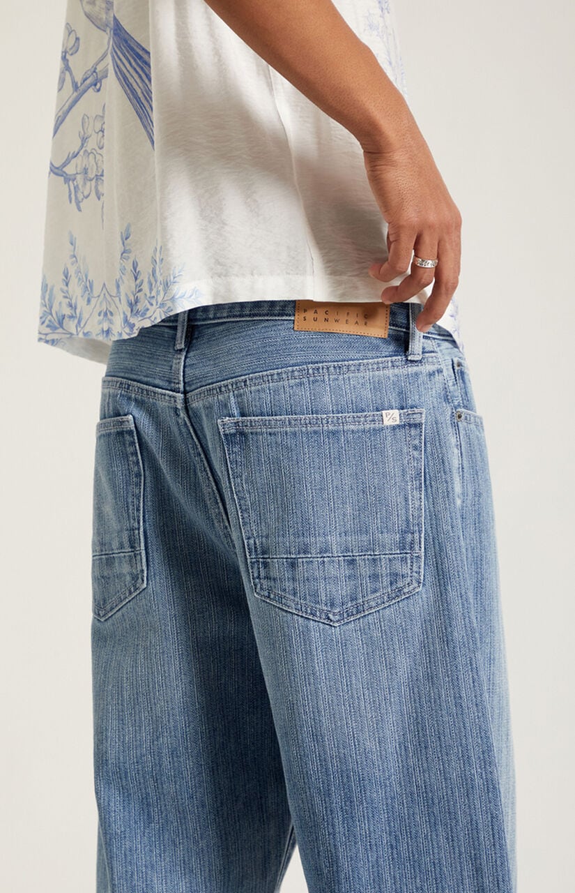 Dylan Baggy Jeans Textured Medium Blue