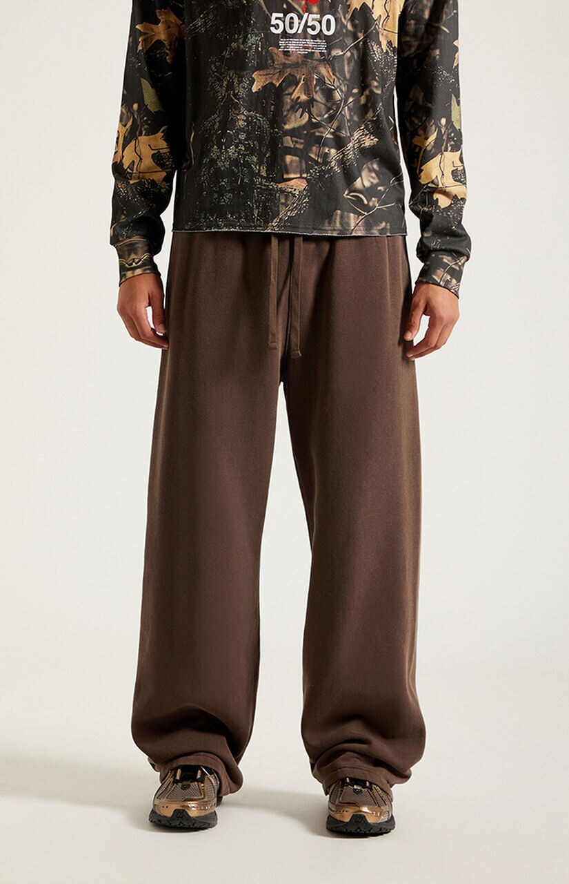Brown Fleece Extreme Baggy Sweatpants