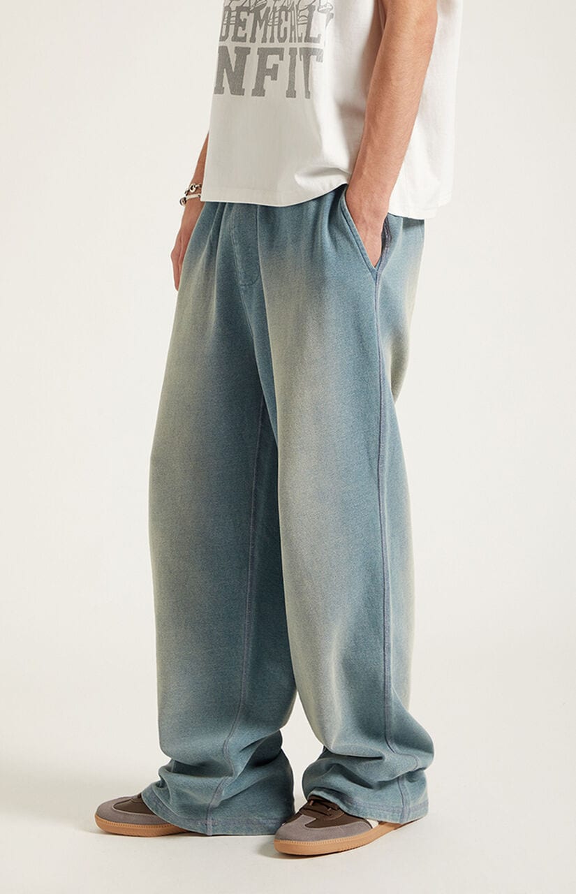 Blue Tinted Washed Fleece Extreme Baggy Sweatpants