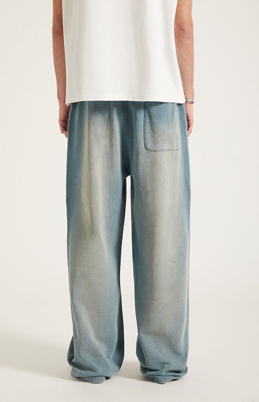 Blue Tinted Washed Fleece Extreme Baggy Sweatpants