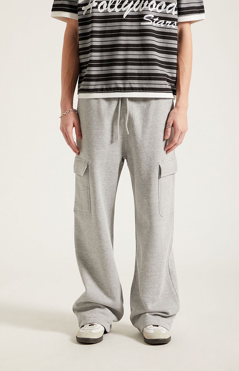Gray Fleece Extreme Baggy Cargo Sweatpants