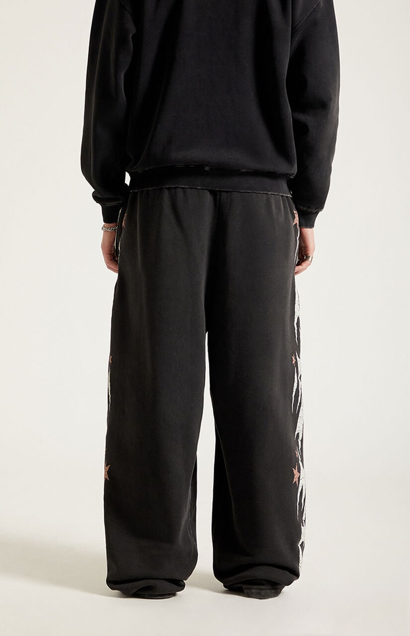 Black Flame Star Fleece Baggy Sweatpants