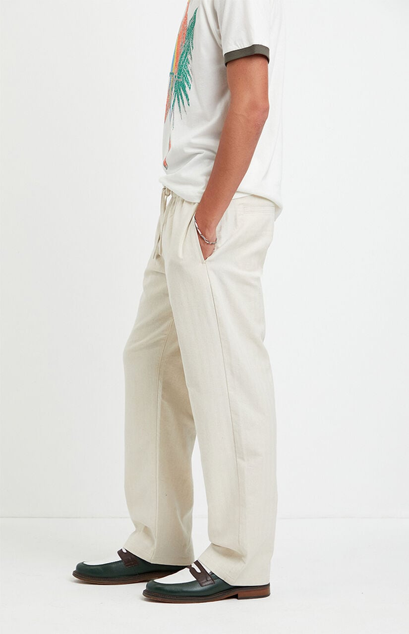 Cream Straight Leg Linen Pants