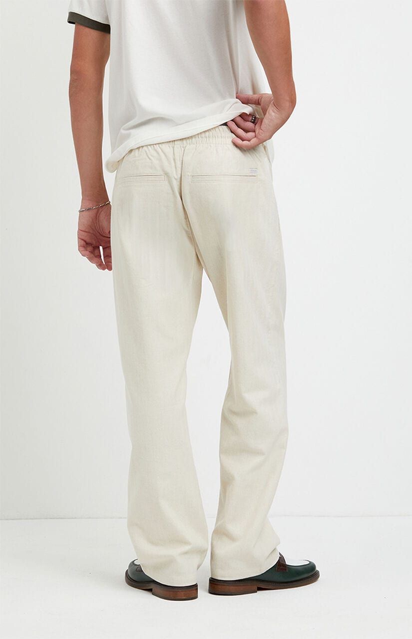 Cream Straight Leg Linen Pants
