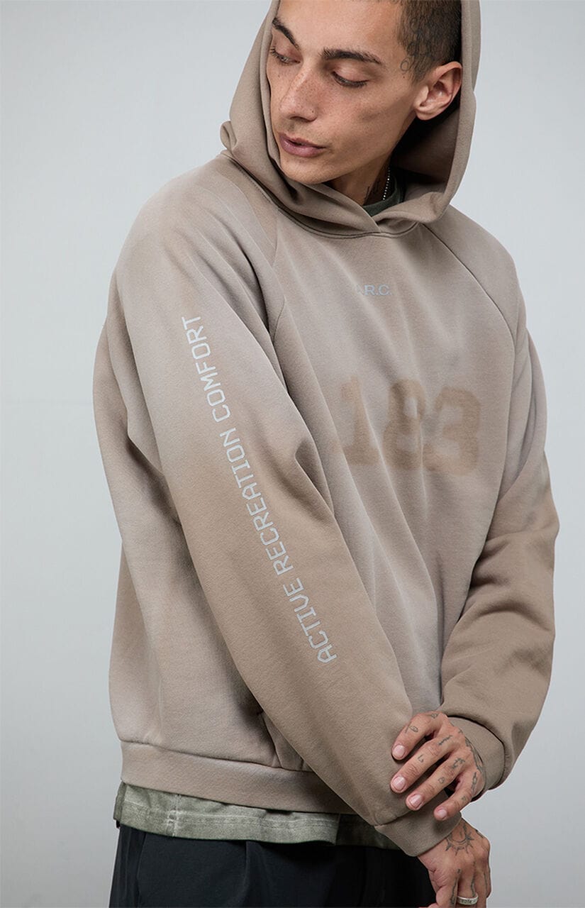 1183 Khaki Vintage Wash Heavyweight Raglan Oversized Fleece Hoodie