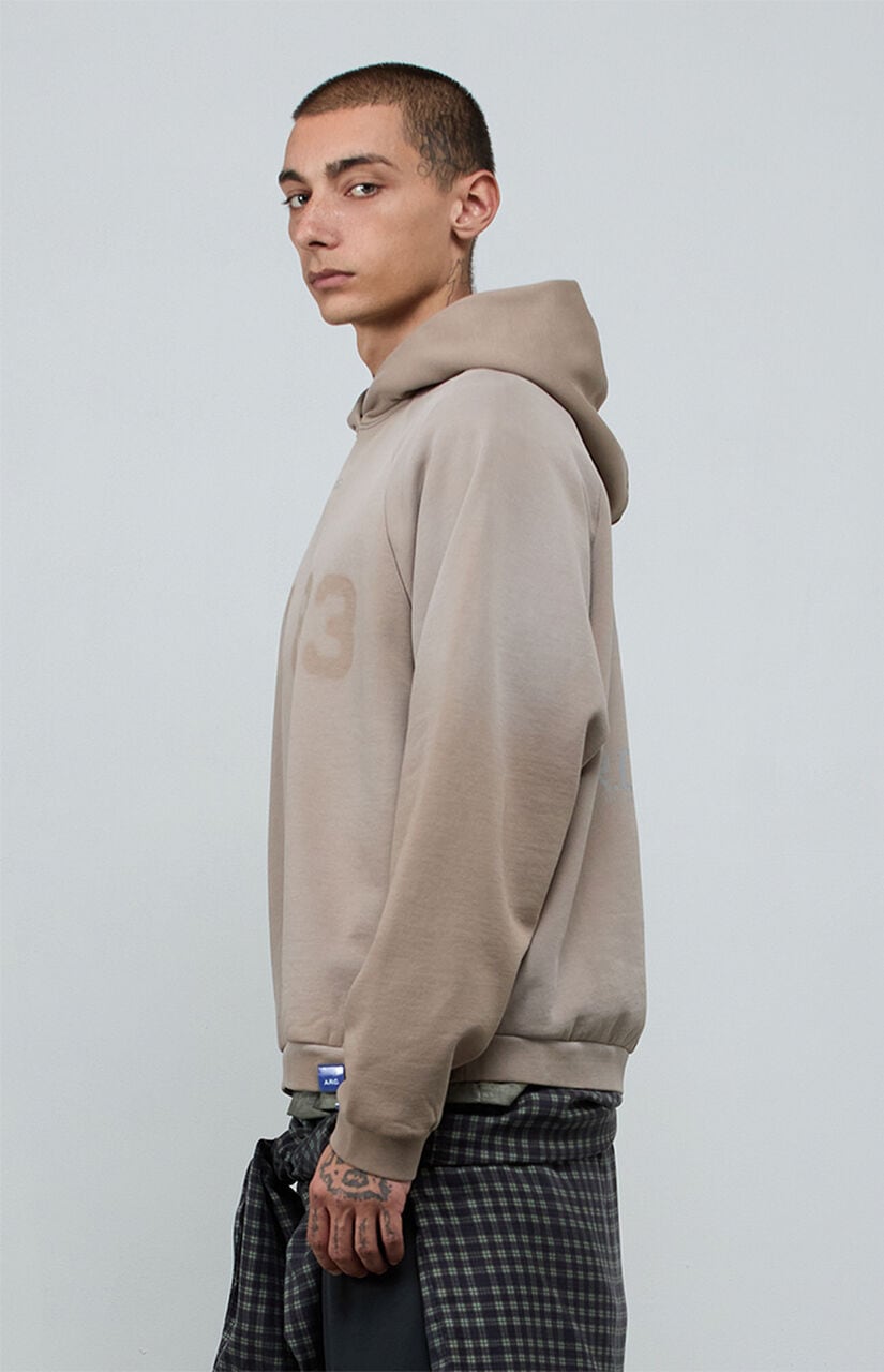 1183 Khaki Vintage Wash Heavyweight Raglan Oversized Fleece Hoodie