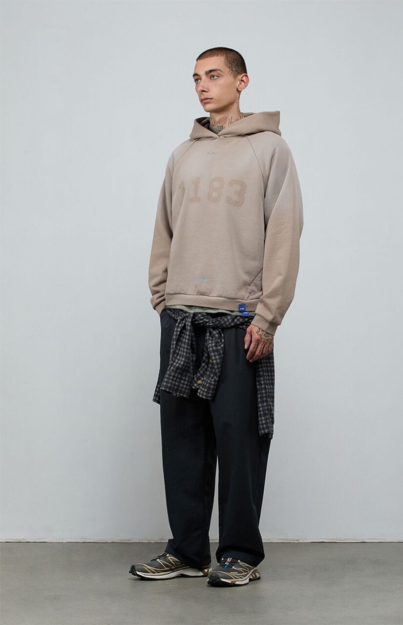 1183 Khaki Vintage Wash Heavyweight Raglan Oversized Fleece Hoodie