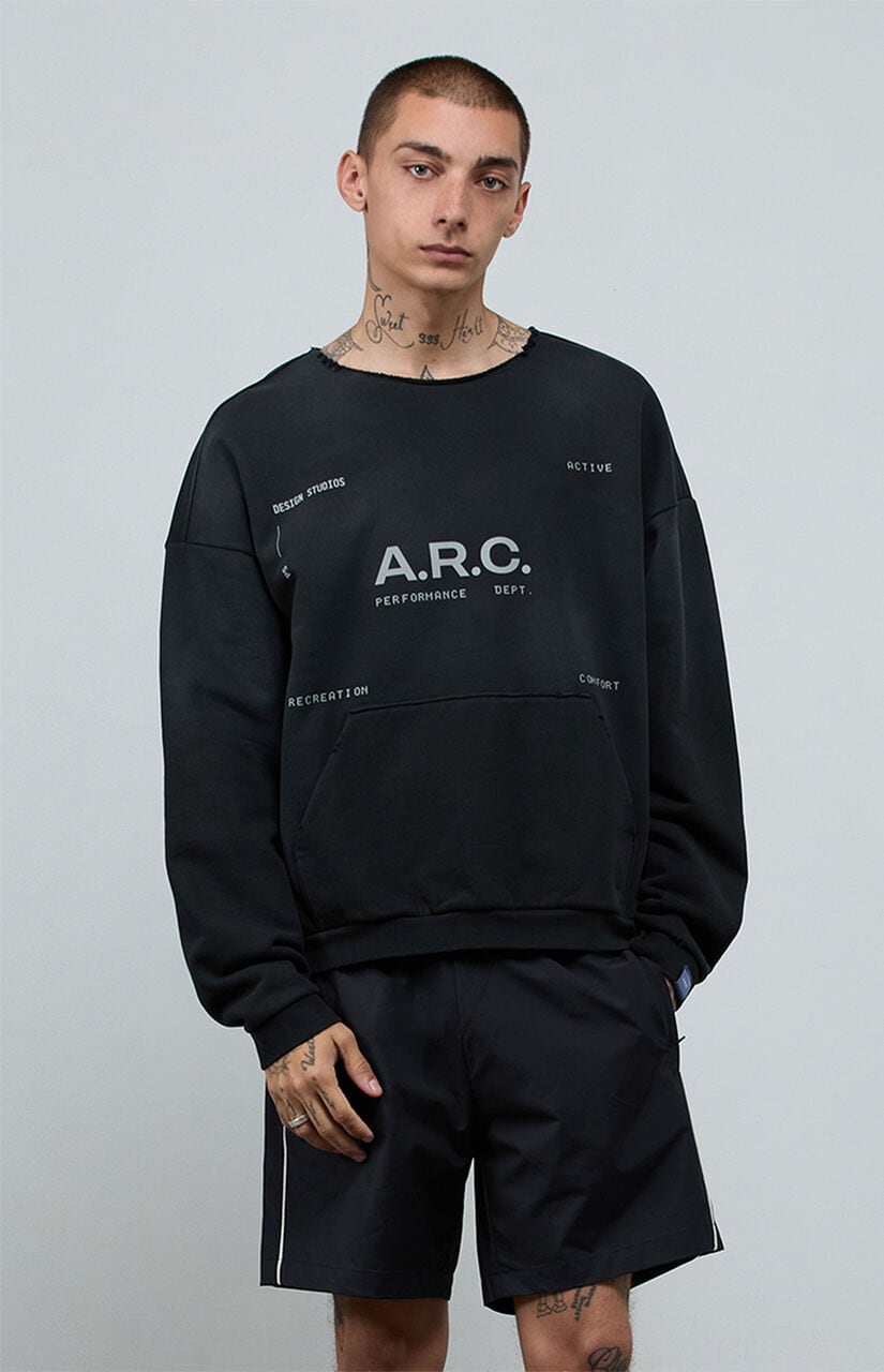 Black Vintage Wash Heavyweight Fleece Cutoff Sweatshirt