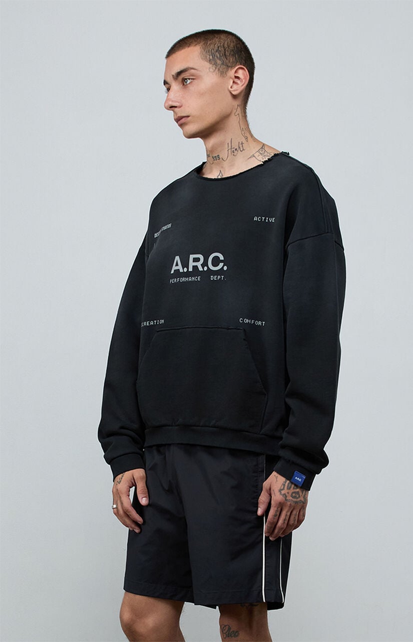 Black Vintage Wash Heavyweight Fleece Cutoff Sweatshirt