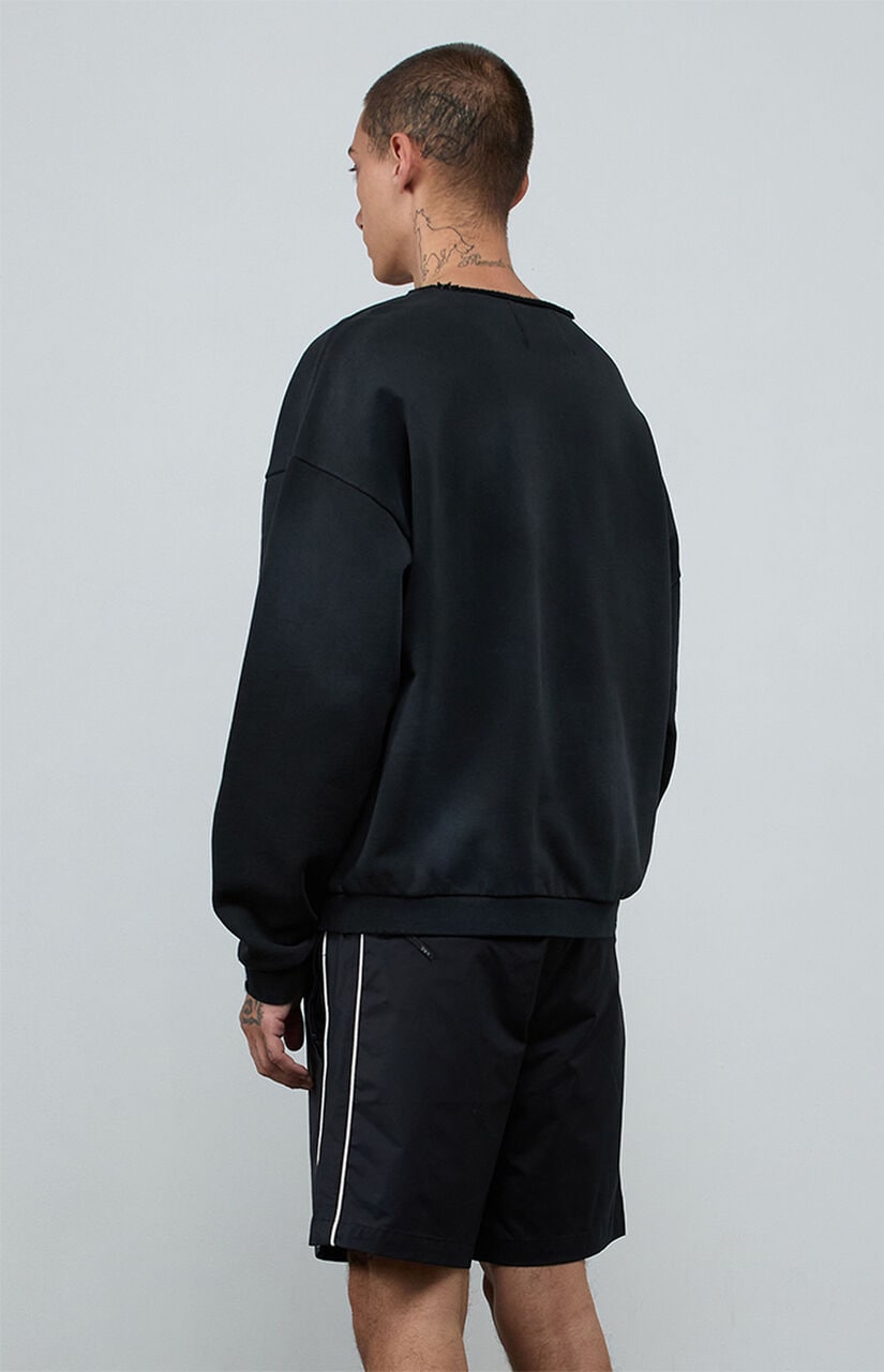 Black Vintage Wash Heavyweight Fleece Cutoff Sweatshirt
