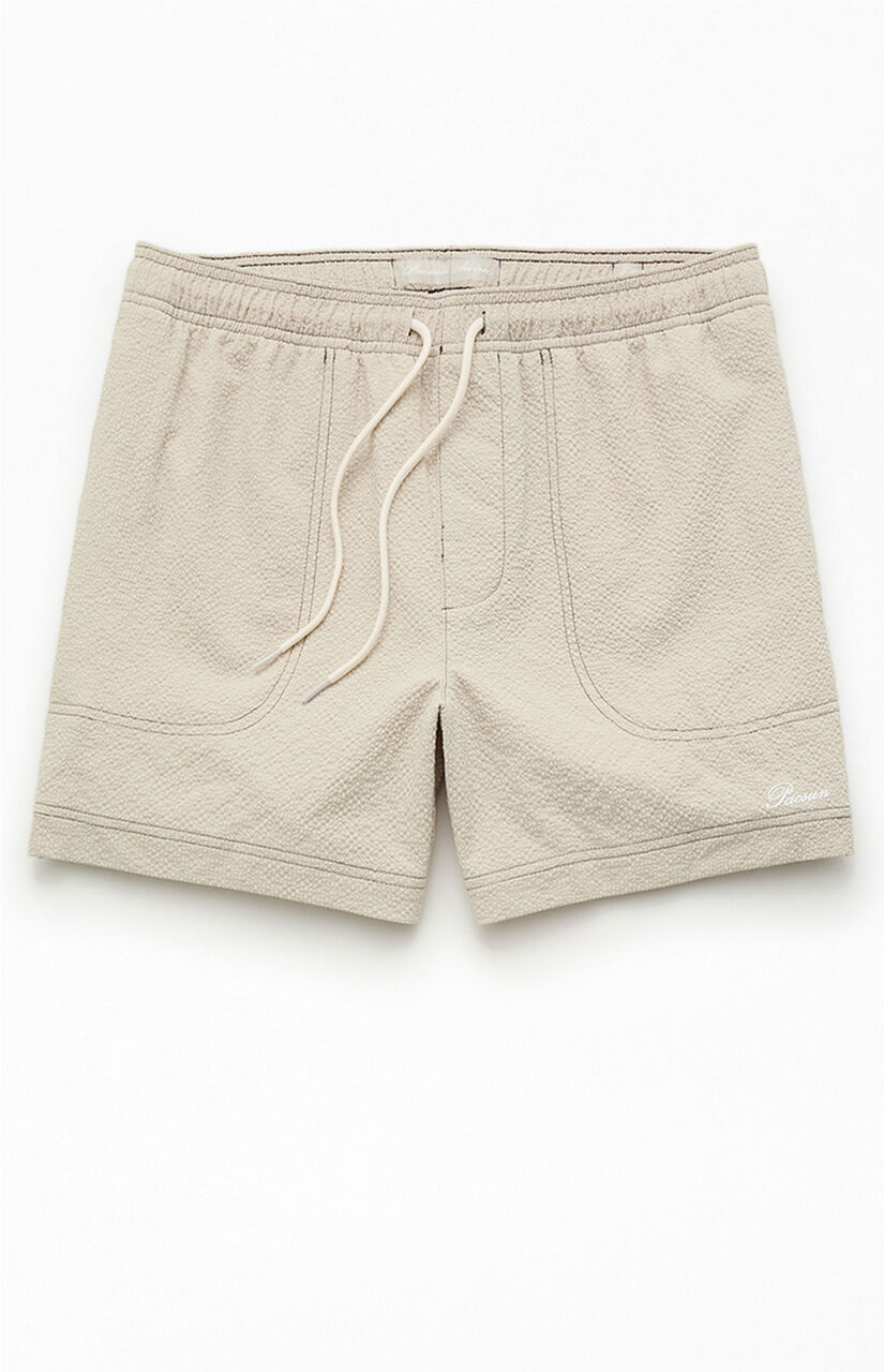Cursive Contrast Stitch 4.5" Swim Trunks