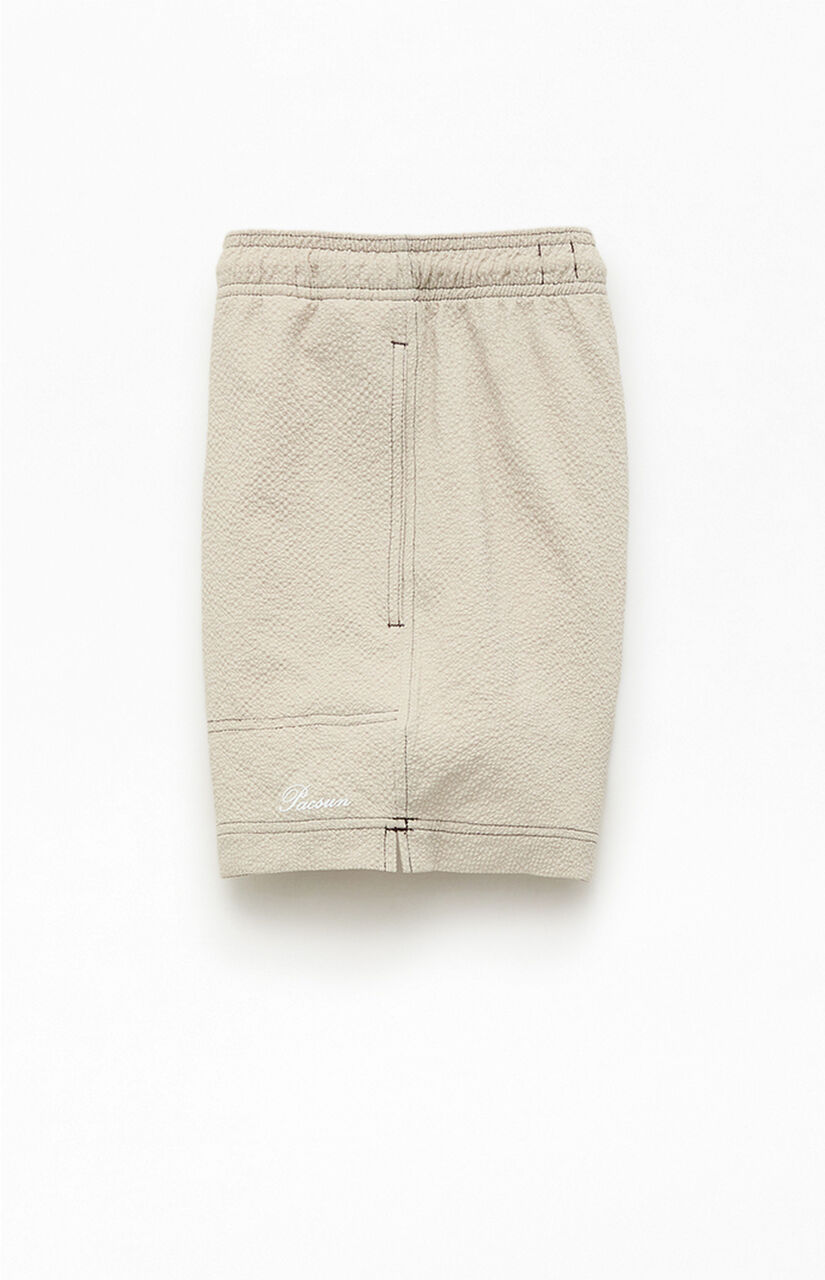 Cursive Contrast Stitch 4.5" Swim Trunks