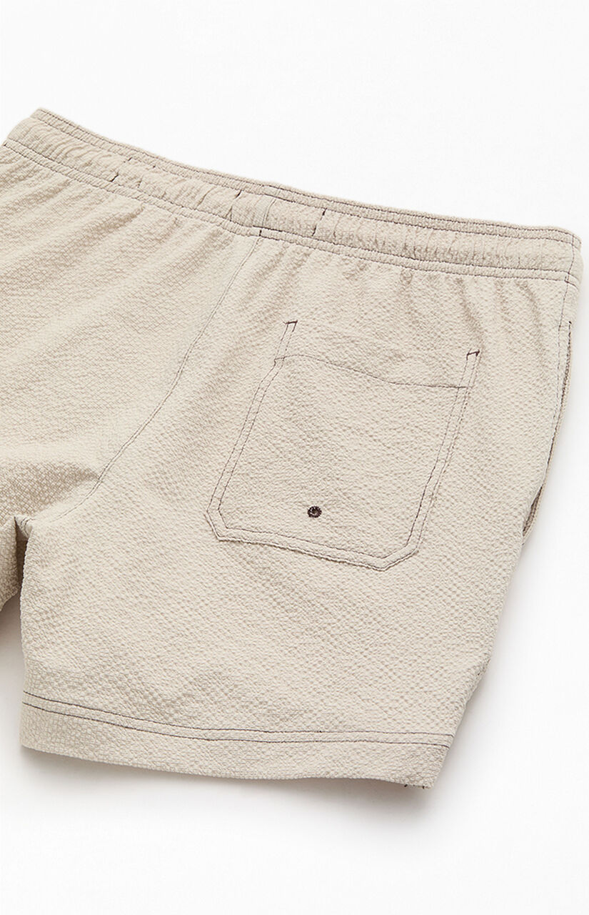 Cursive Contrast Stitch 4.5" Swim Trunks