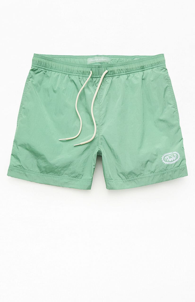 Green Crinkle 4.5" Swim Trunks