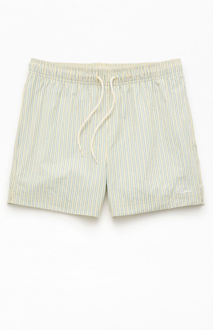 Smiley Stripe Seersucker 4.5" Swim Trunks