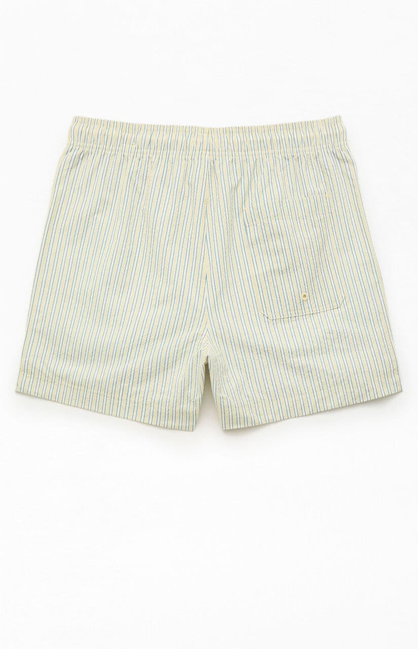 Smiley Stripe Seersucker 4.5" Swim Trunks