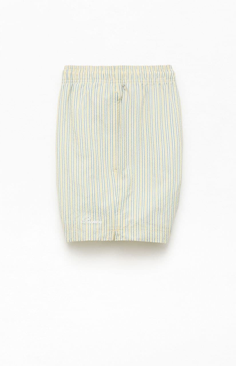Smiley Stripe Seersucker 4.5" Swim Trunks