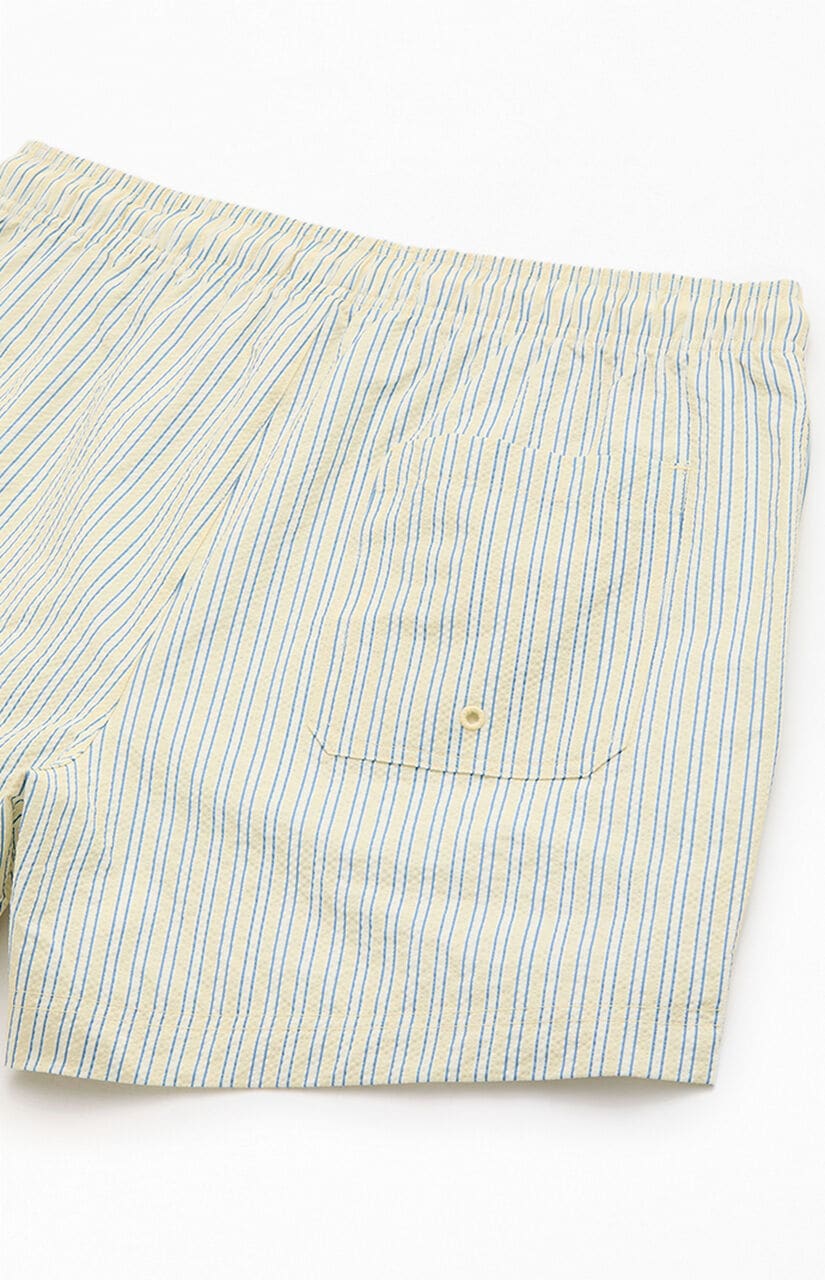 Smiley Stripe Seersucker 4.5" Swim Trunks