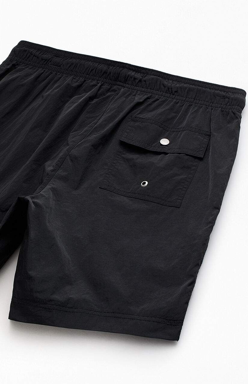 Black Salt Solid 6" Volley Swim Trunks