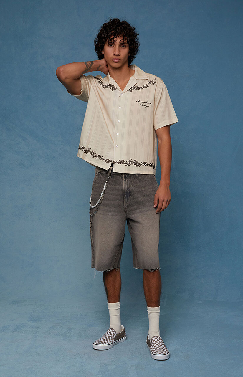 Harrison Cutoff Baggy Carpenter Jean Shorts Brown