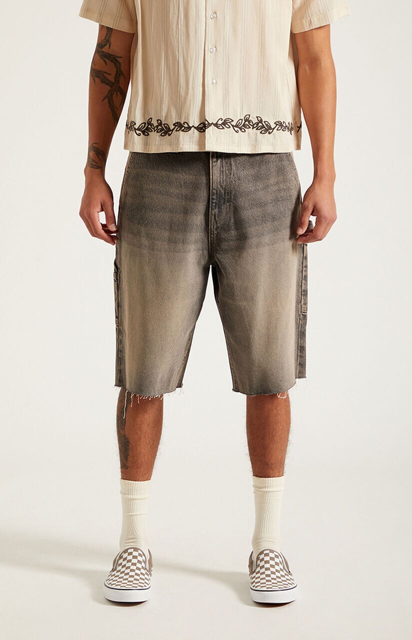 Harrison Cutoff Baggy Carpenter Jean Shorts Brown