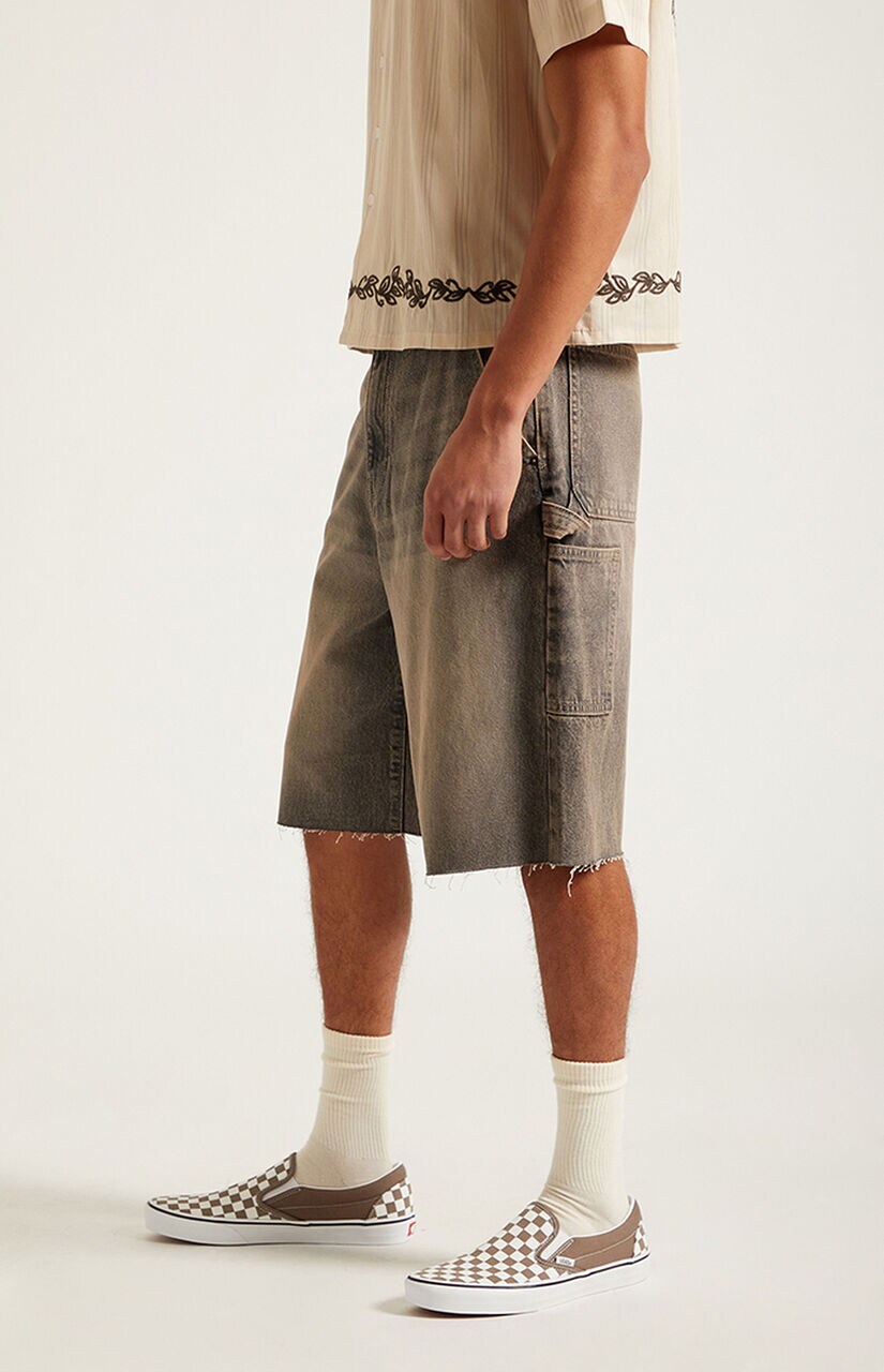 Harrison Cutoff Baggy Carpenter Jean Shorts Brown