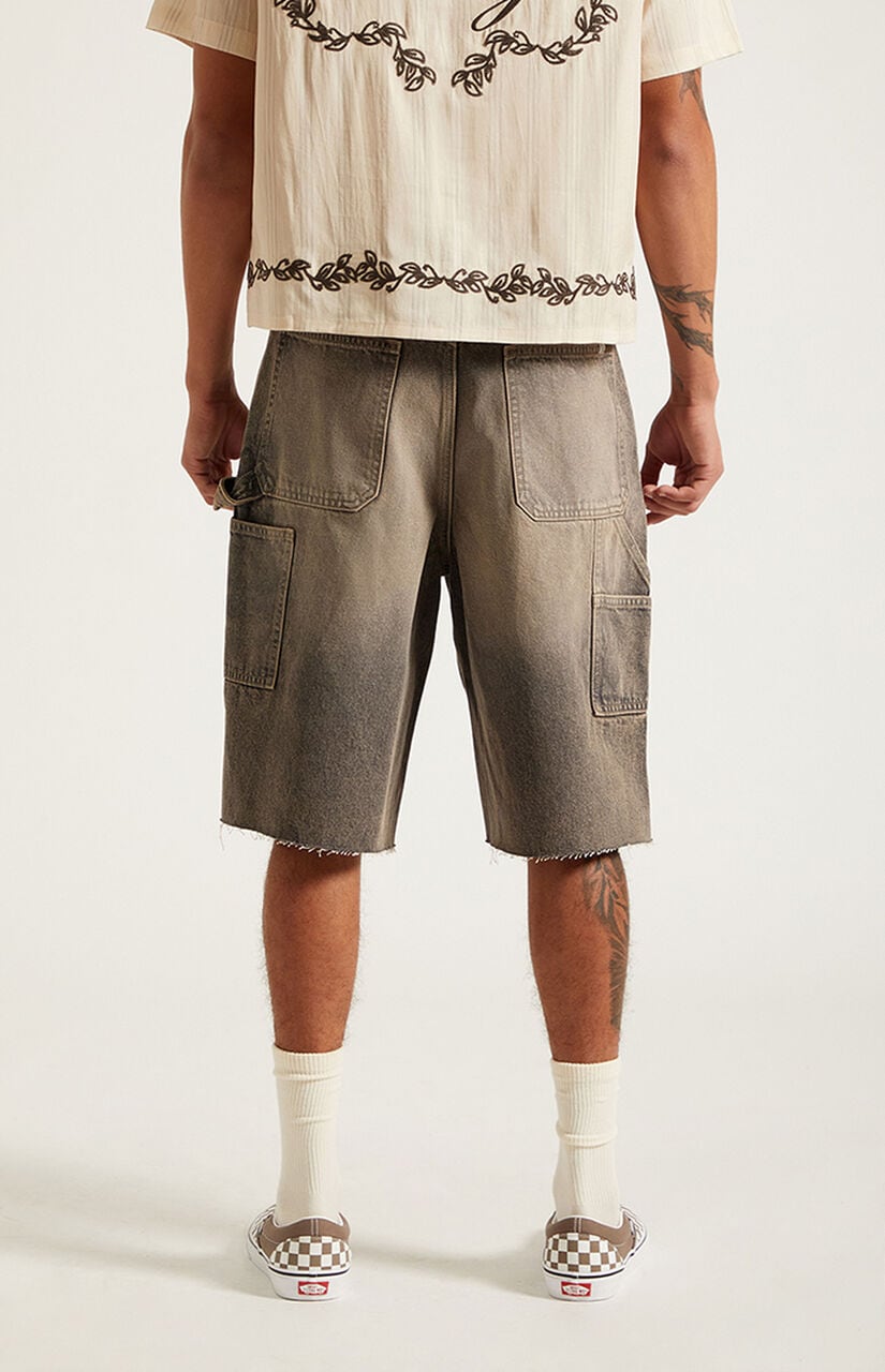 Harrison Cutoff Baggy Carpenter Jean Shorts Brown