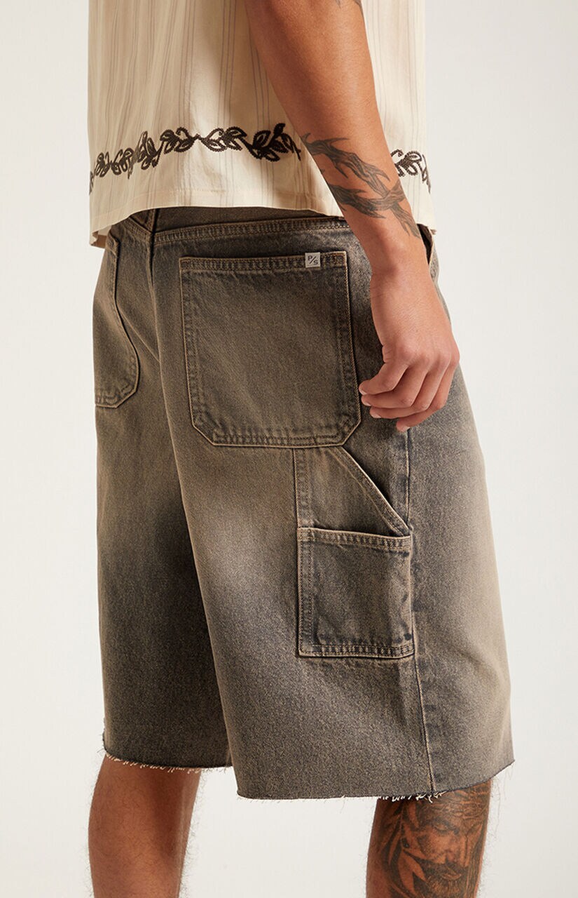 Harrison Cutoff Baggy Carpenter Jean Shorts Brown