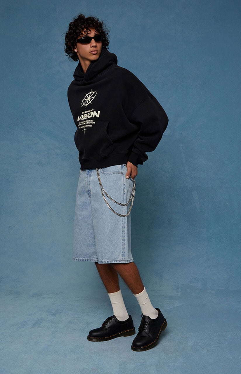 Austin Extreme Baggy Jean Shorts Light Blue