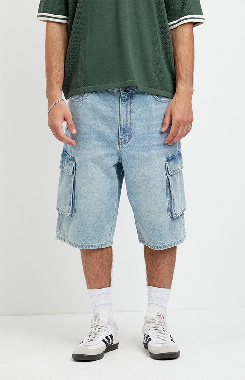 Austin Extreme Baggy Jean Shorts Cargo Light Blue