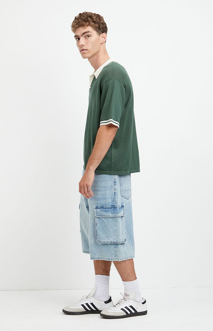 Austin Extreme Baggy Jean Shorts Cargo Light Blue