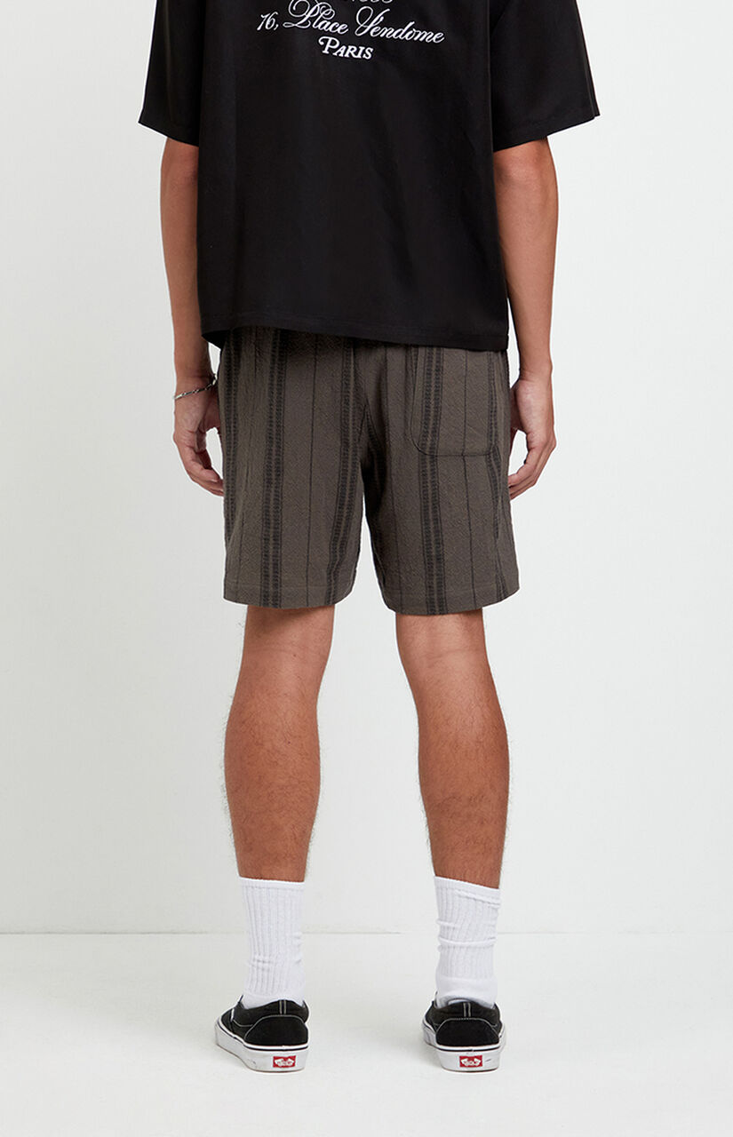 Olive Striped Russel Linen Volley Shorts