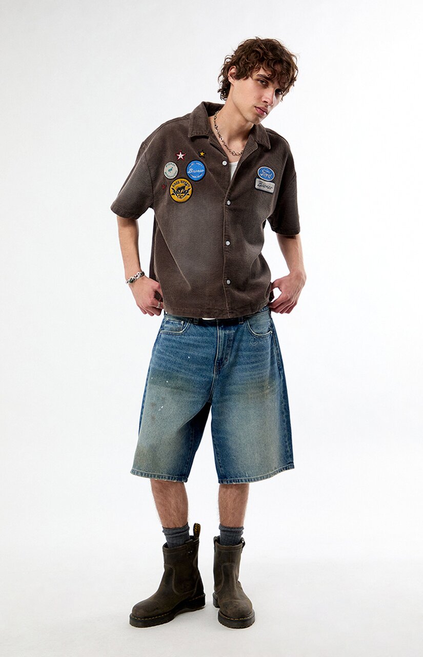Dirty Wash Baggy Jean Shorts