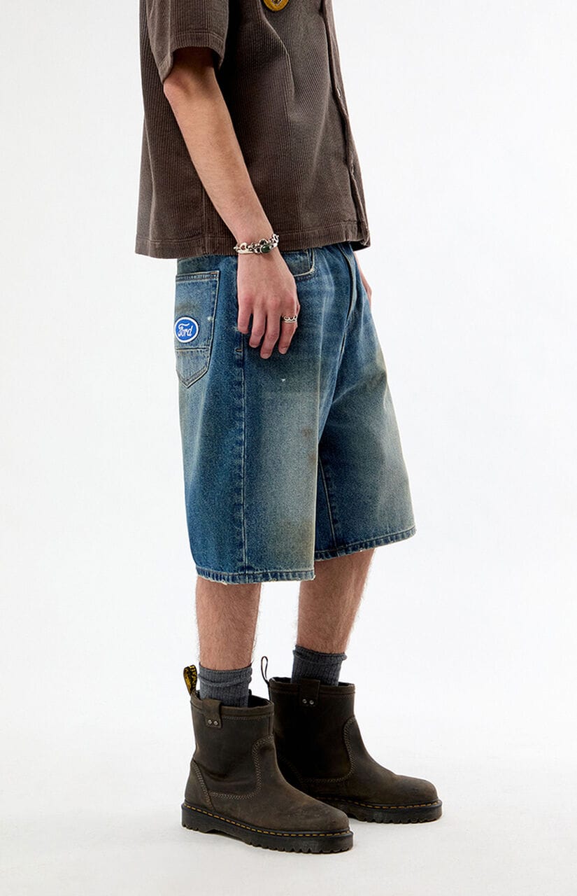 Dirty Wash Baggy Jean Shorts