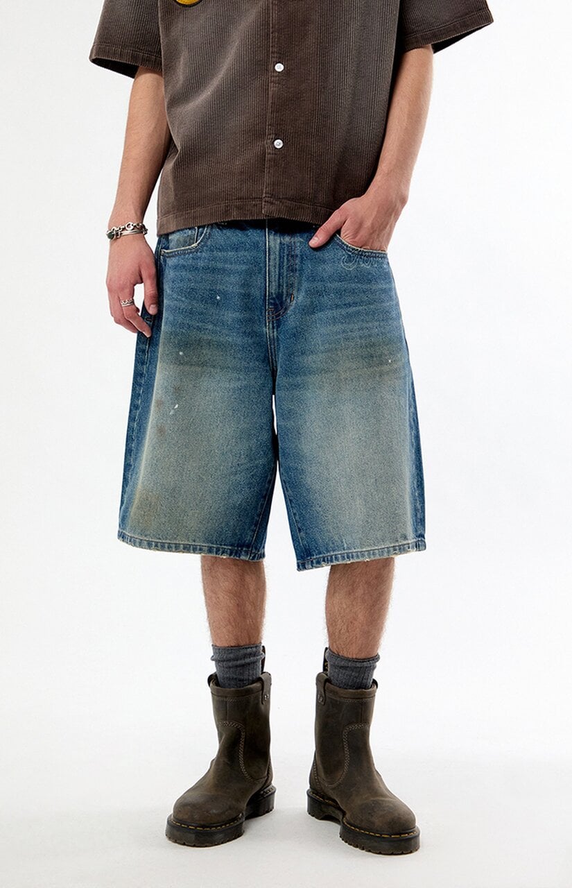 Dirty Wash Baggy Jean Shorts
