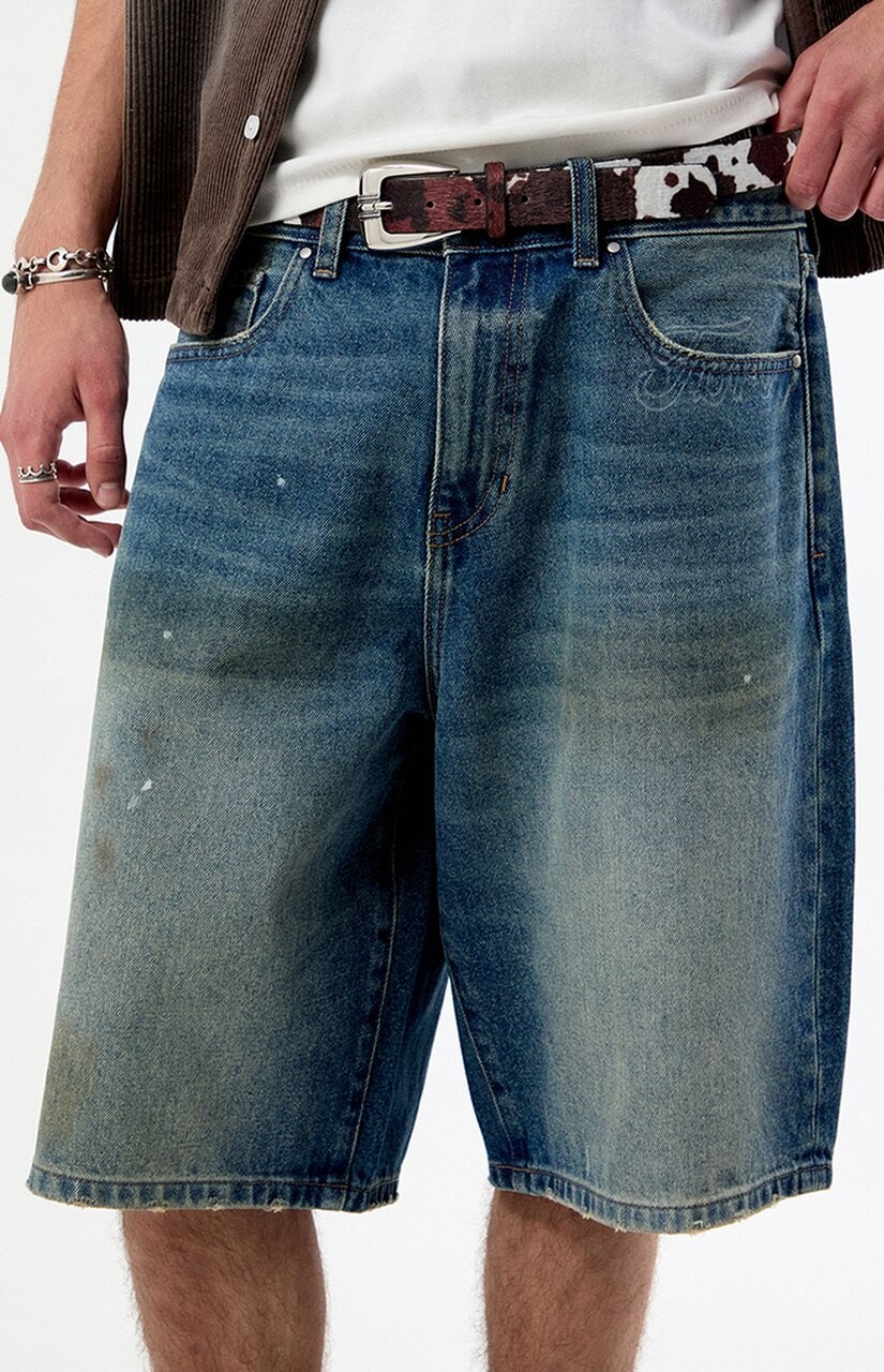 Dirty Wash Baggy Jean Shorts