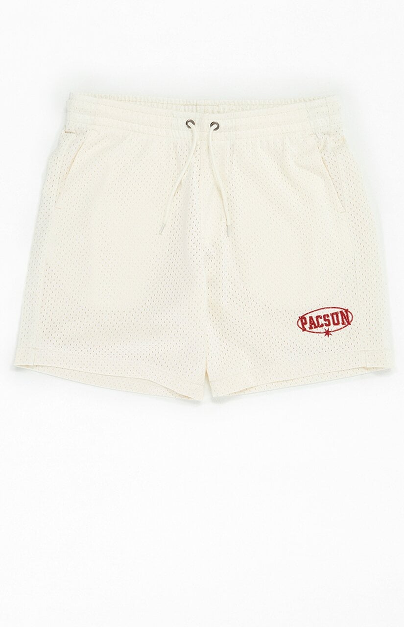 Cream Mesh Basketball Shorts