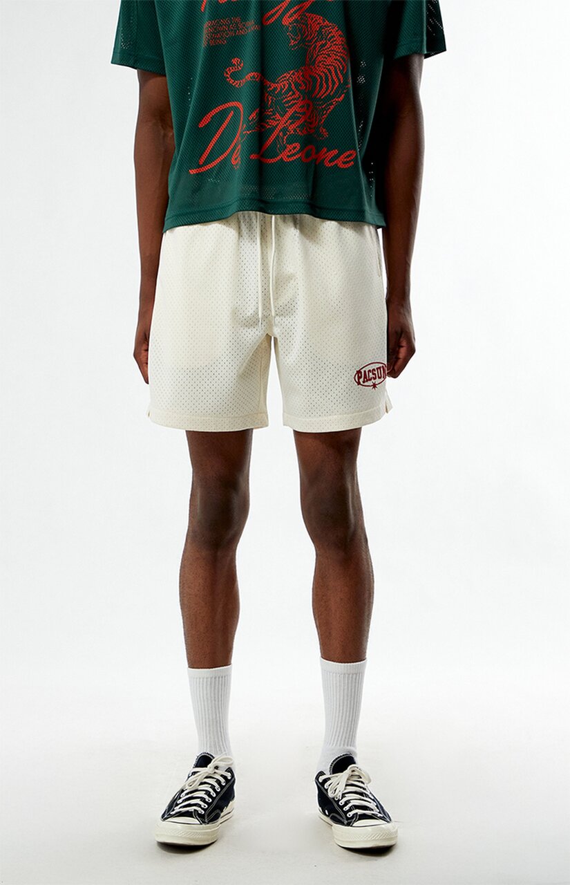 Cream Mesh Basketball Shorts