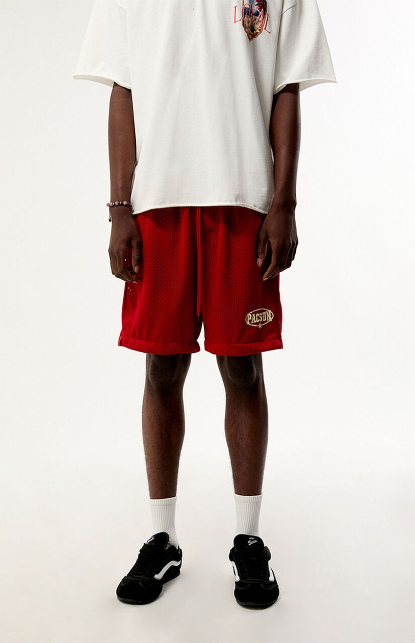 Red Mesh Shorts