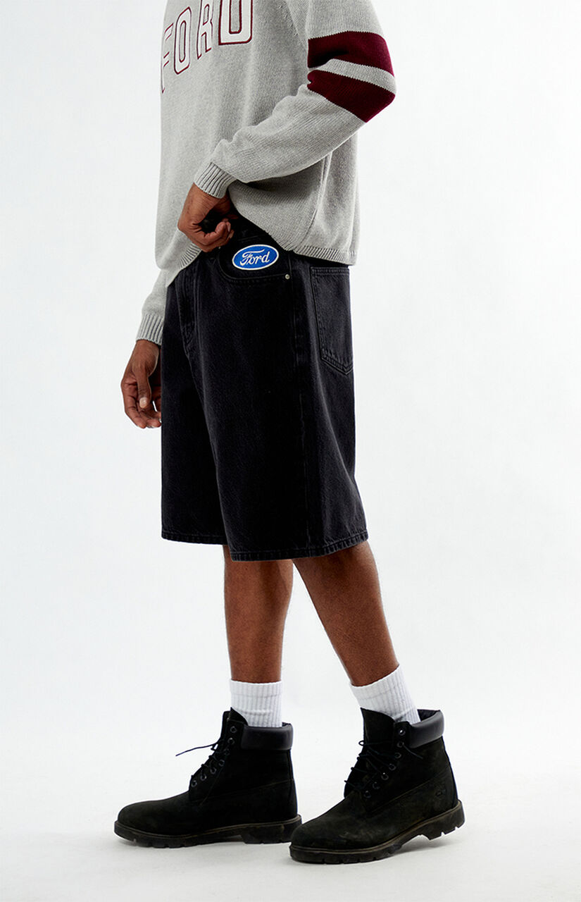 Black Baggy Denim Shorts